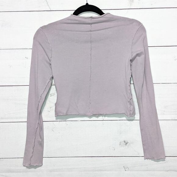 Good American Lettuce Edge Long Sleeve Mock Neck Top Pale Purple Women's 2 / M - Picture 6 of 8